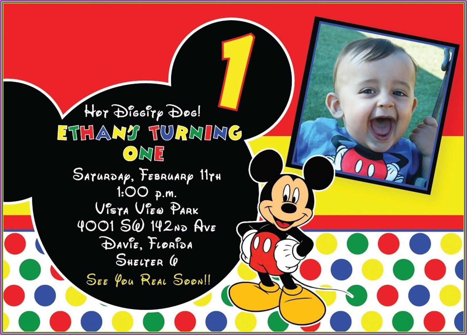 First Birthday Invitations Boy Mickey Mouse