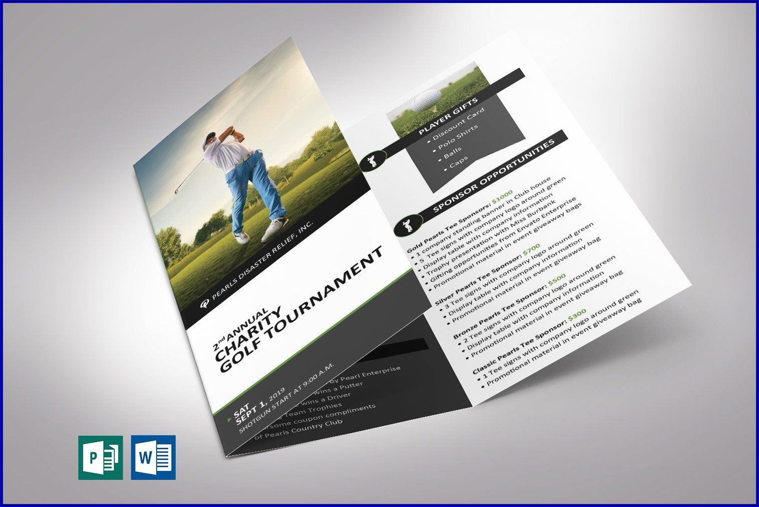 Golf Tournament Tri Fold Brochure Template