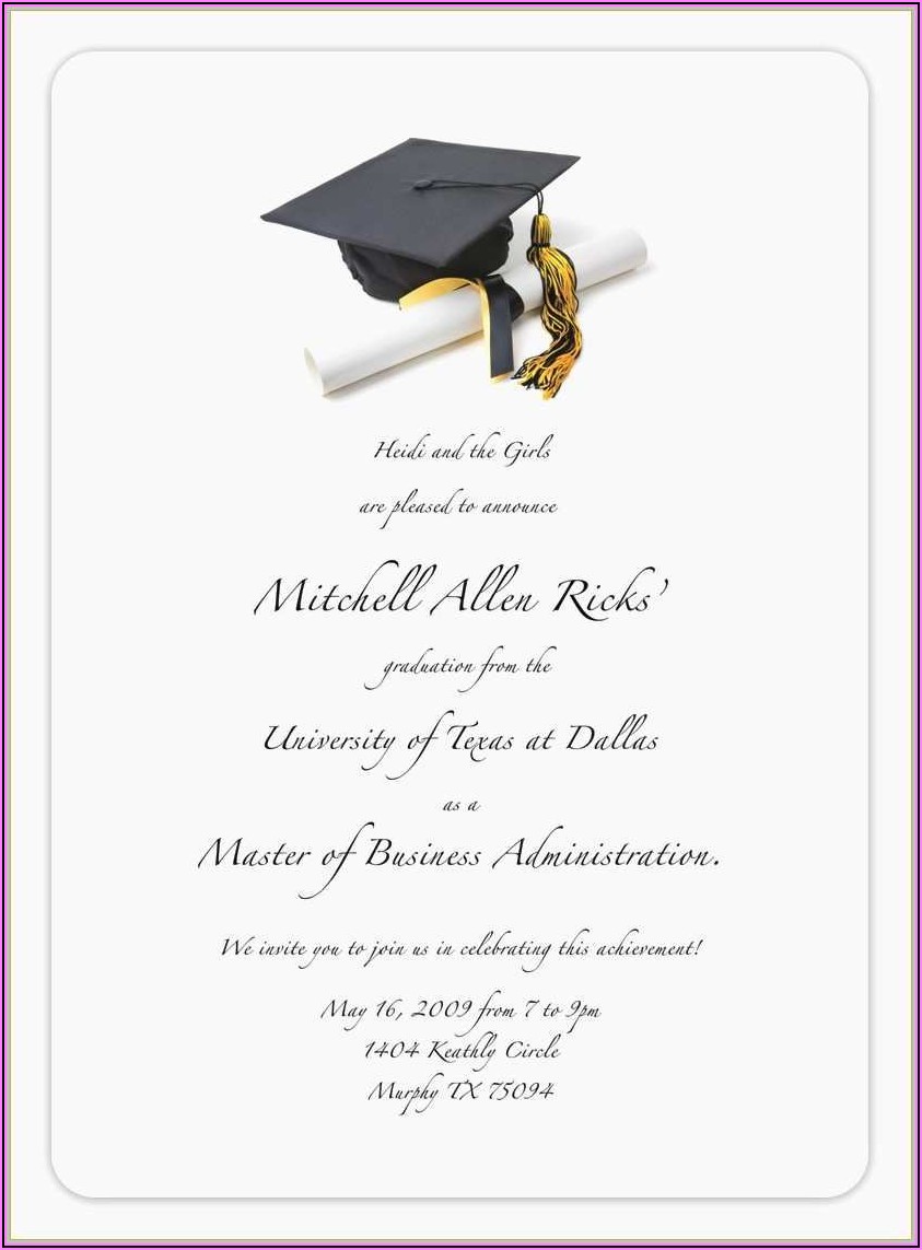 Graduation Invitation Card Example