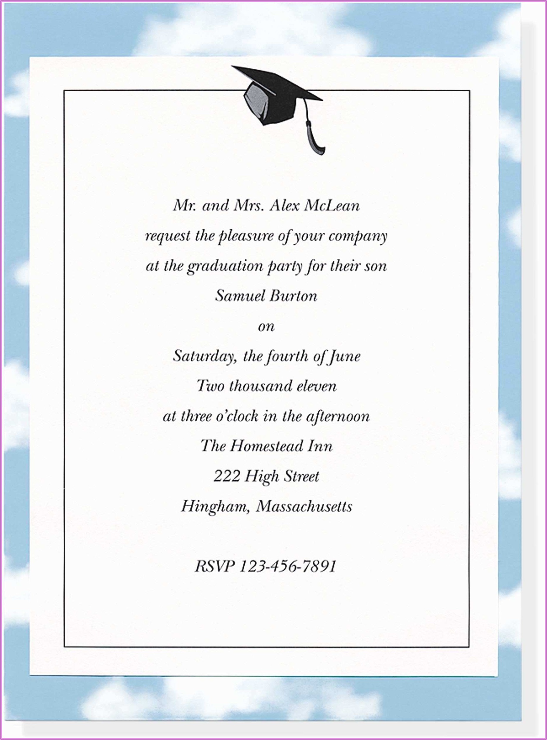Graduation Party Invitation Card Sample