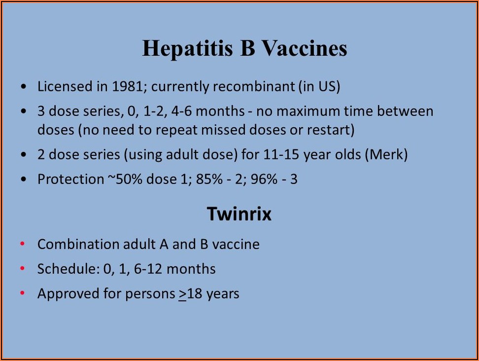 Hepatitis B Vaccine Schedule For Adults
