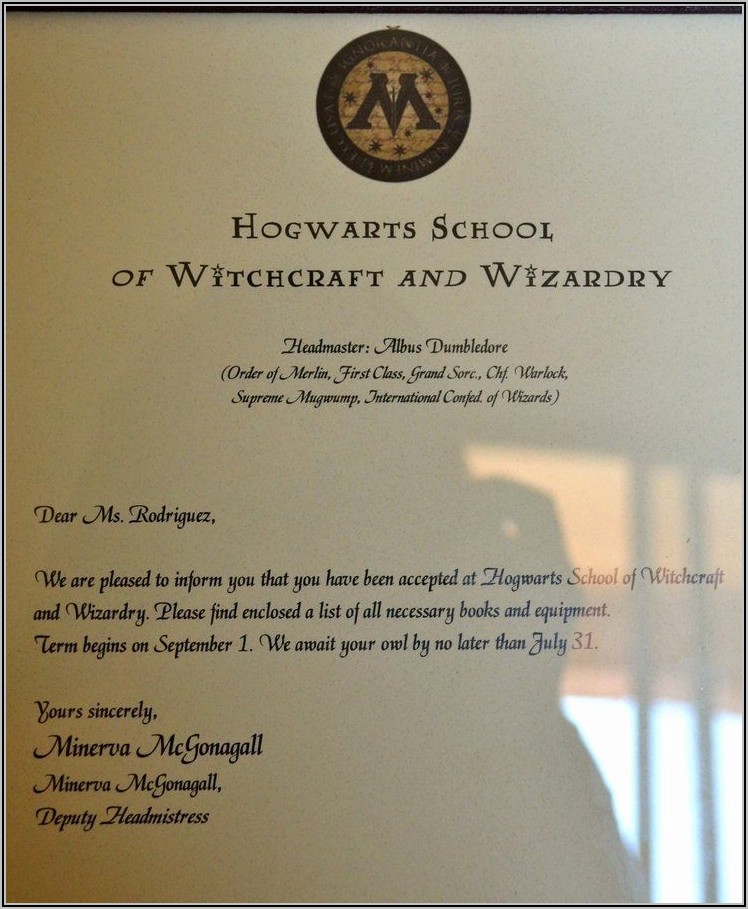 Hogwarts Acceptance Letter Template Free