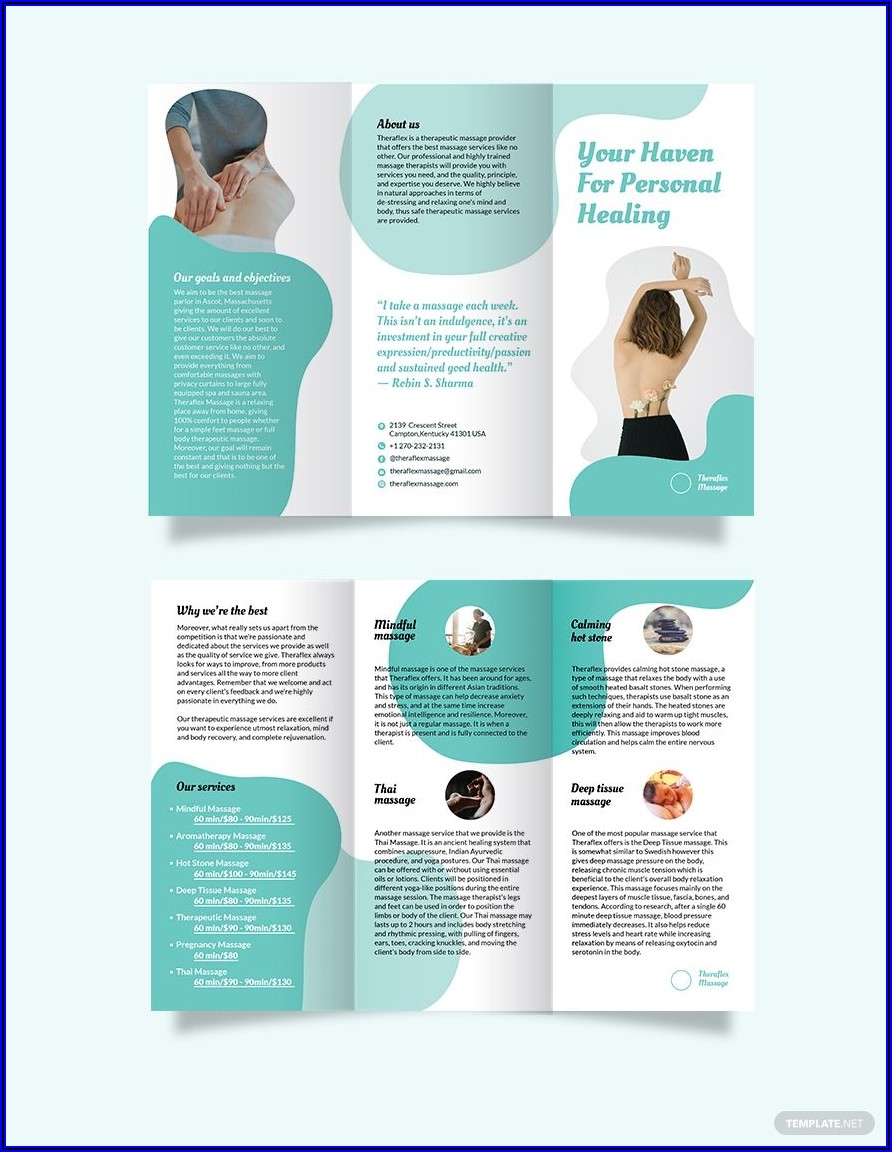 Massage Therapy Brochure Templates Free