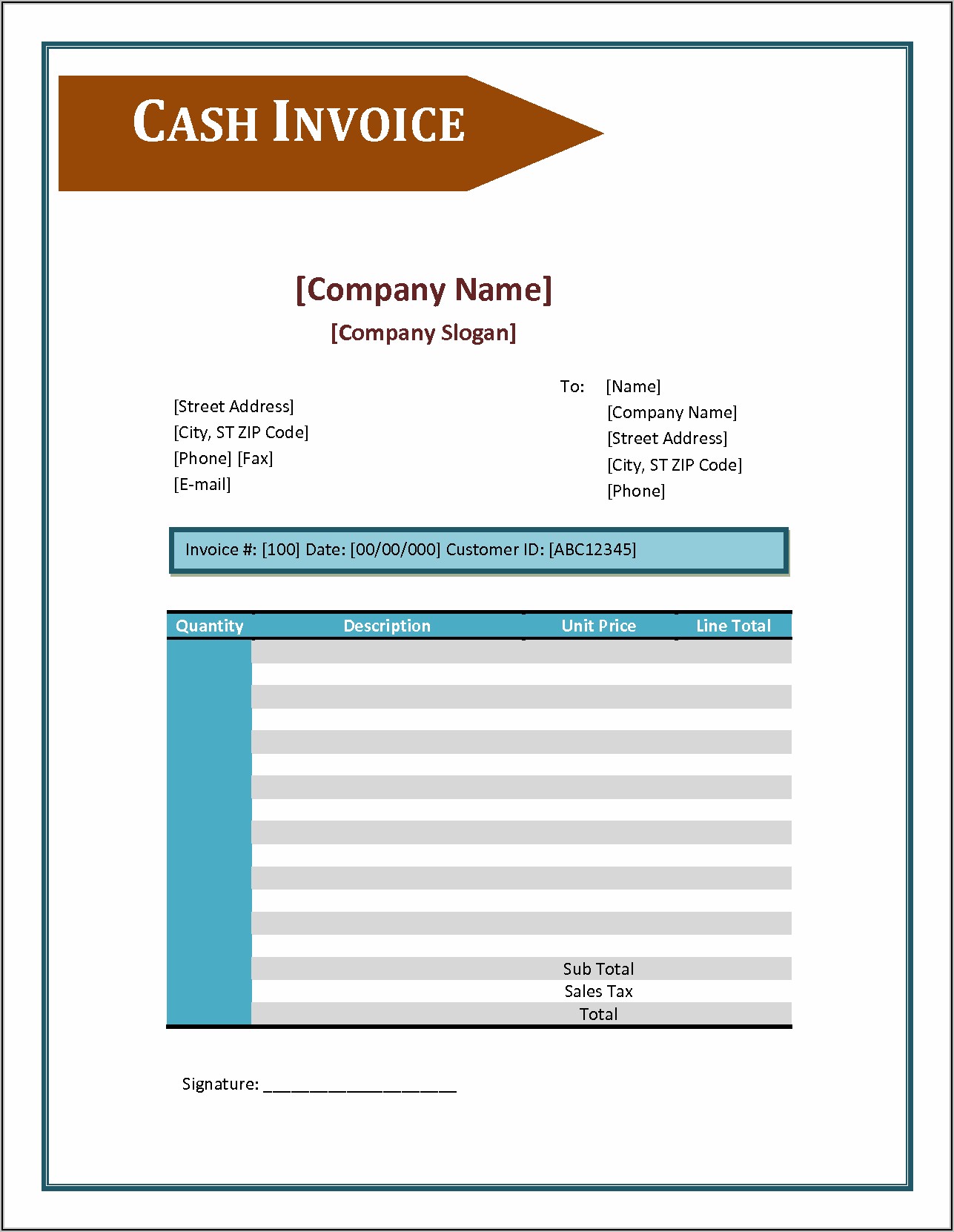 Massage Therapy Invoice Sample