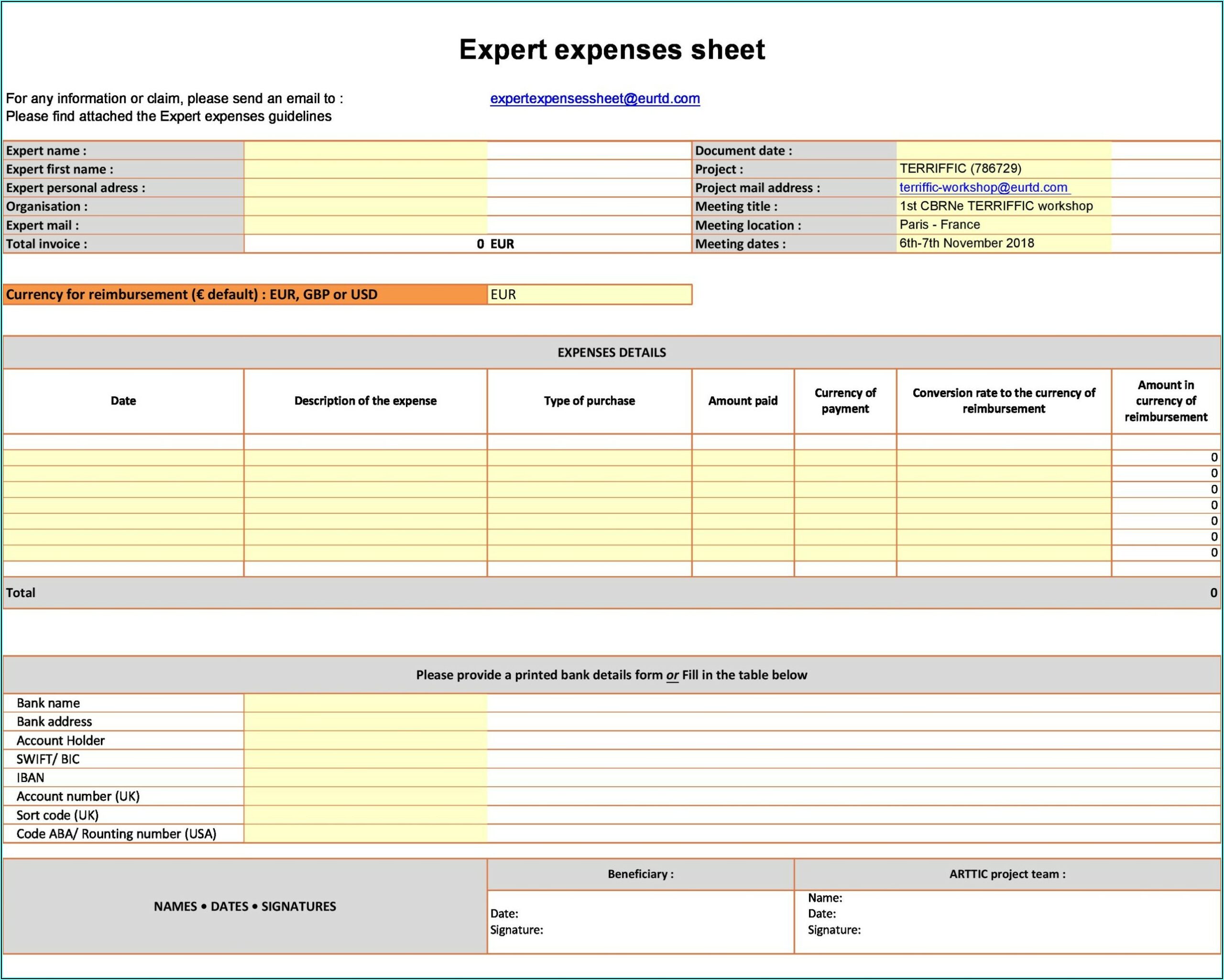 Mileage Expenses Claim Form Template Uk
