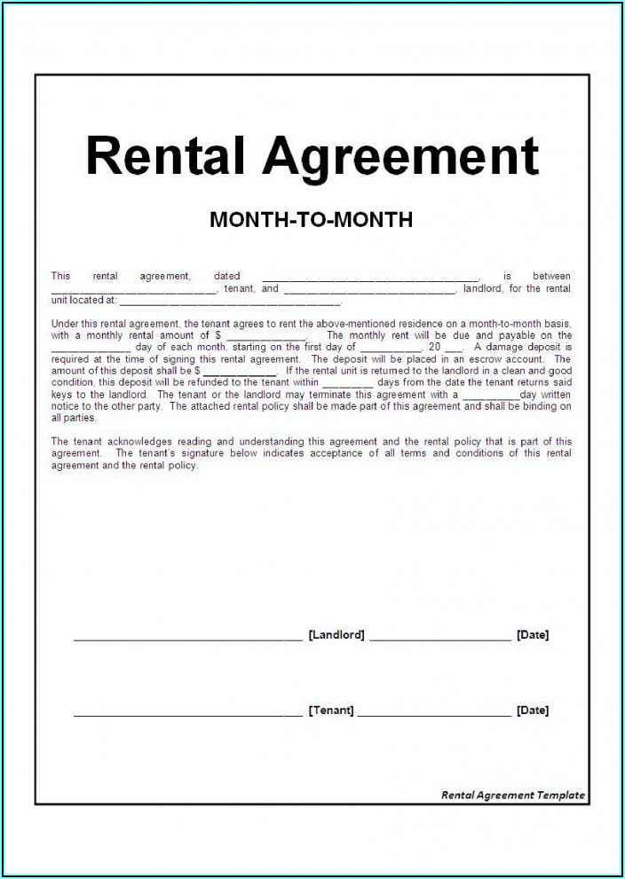 Month To Month Rental Agreement California Free