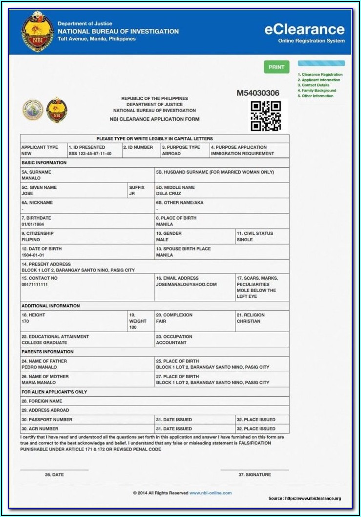 Nbi Online Registration Form