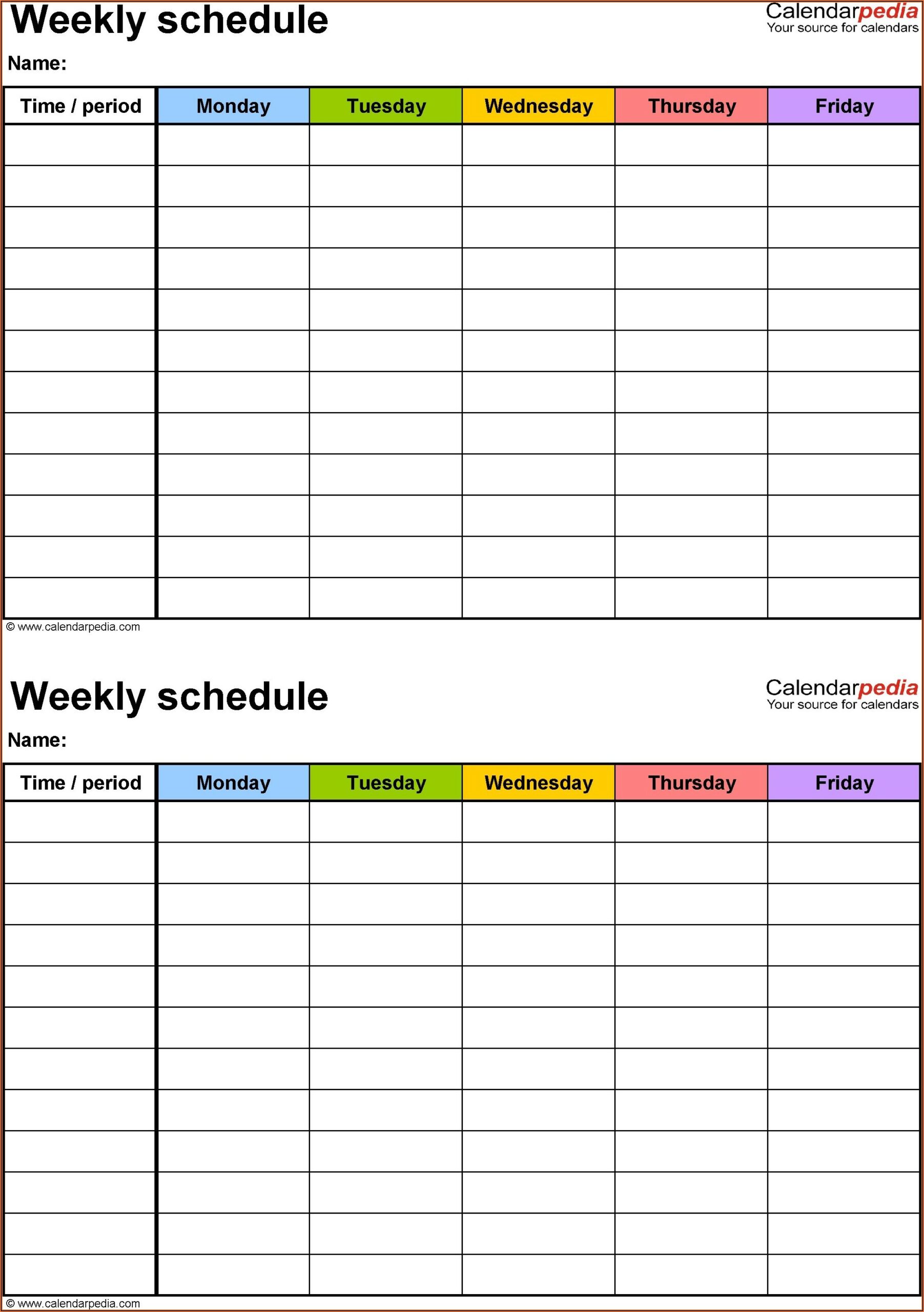 Printable Blank Weekly Schedule Template