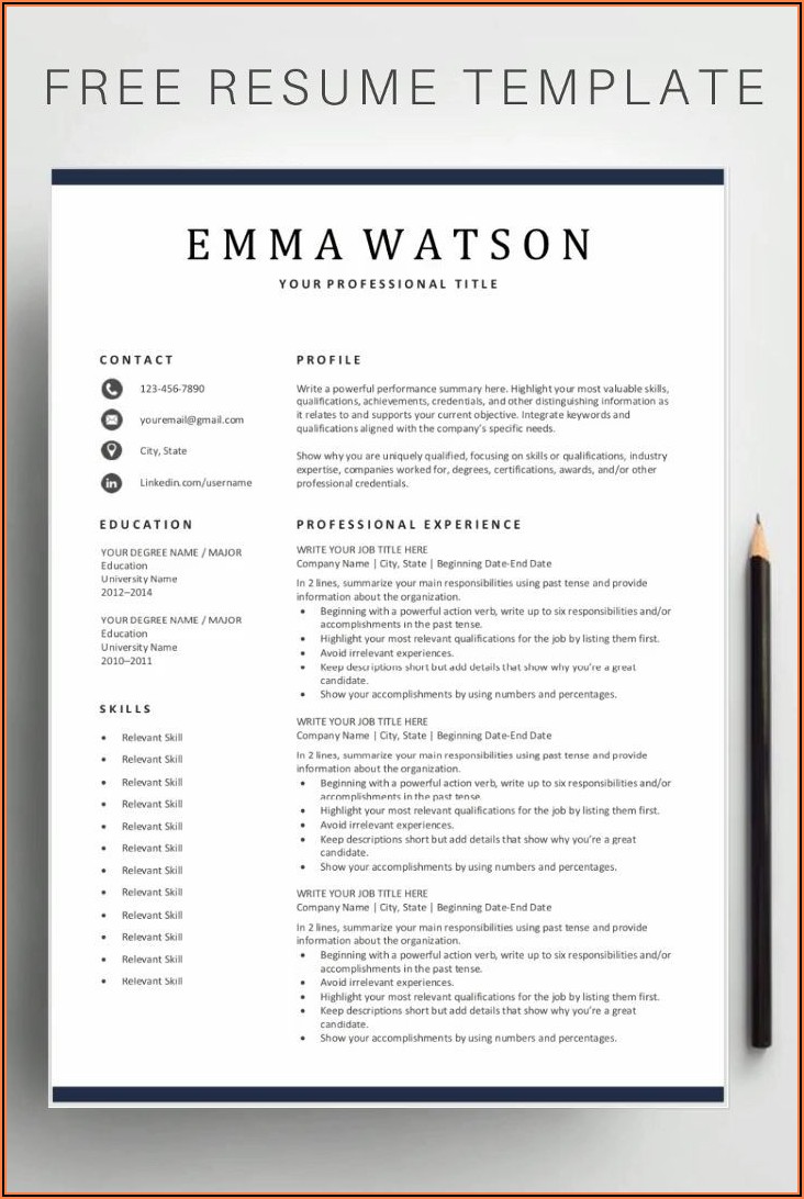 Resume Template Word Document Free Download