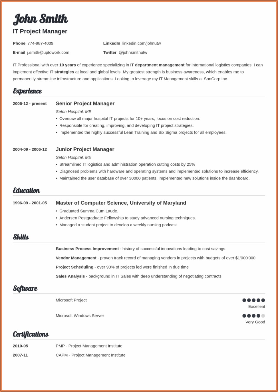 Resume Template Word File Free Download