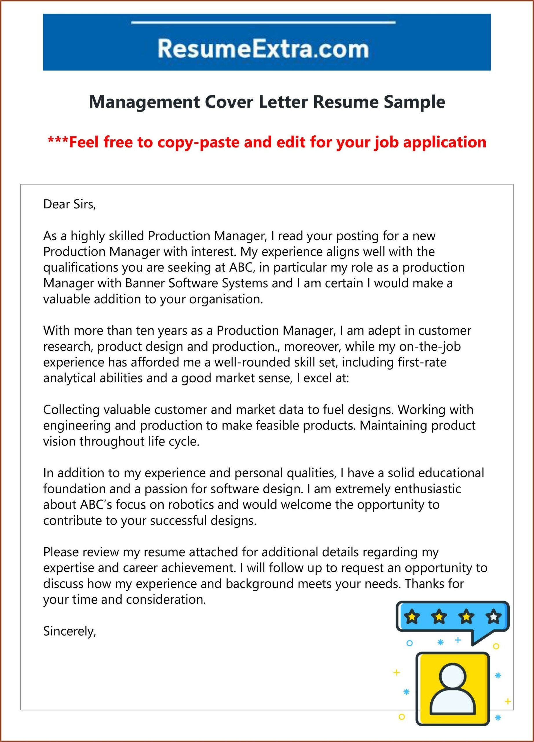 Sample Cover Letter For Resume Free