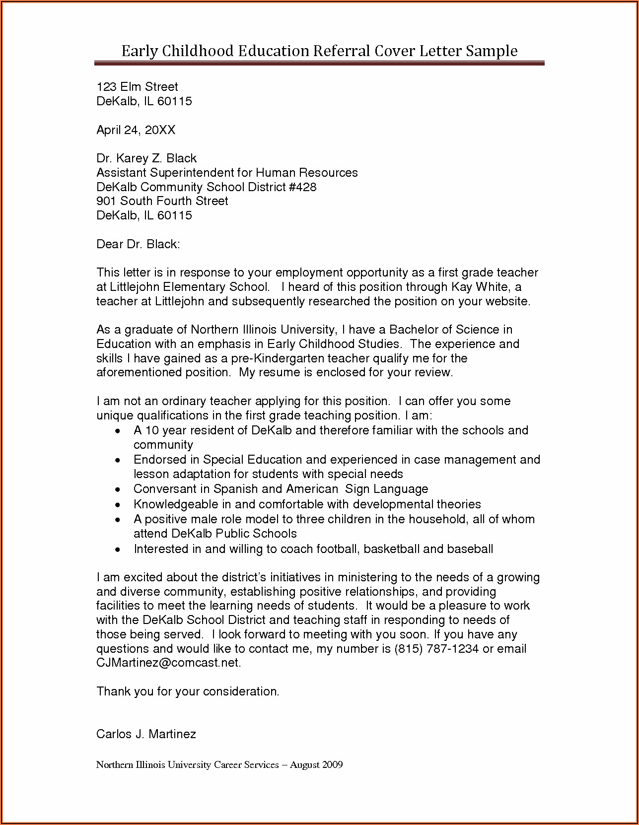 Sample Cover Letters For Resumes