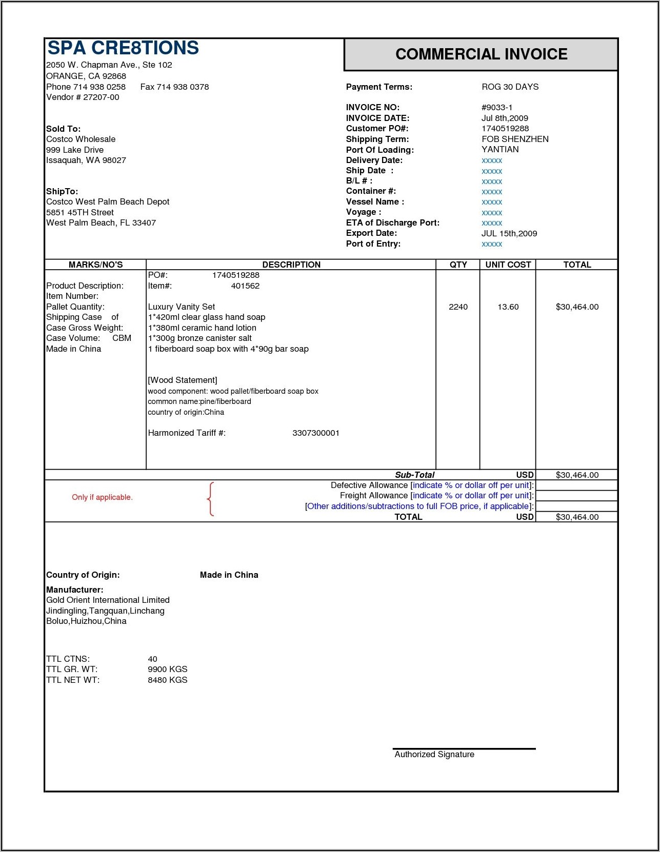 Ups Commercial Invoice Editable Pdf