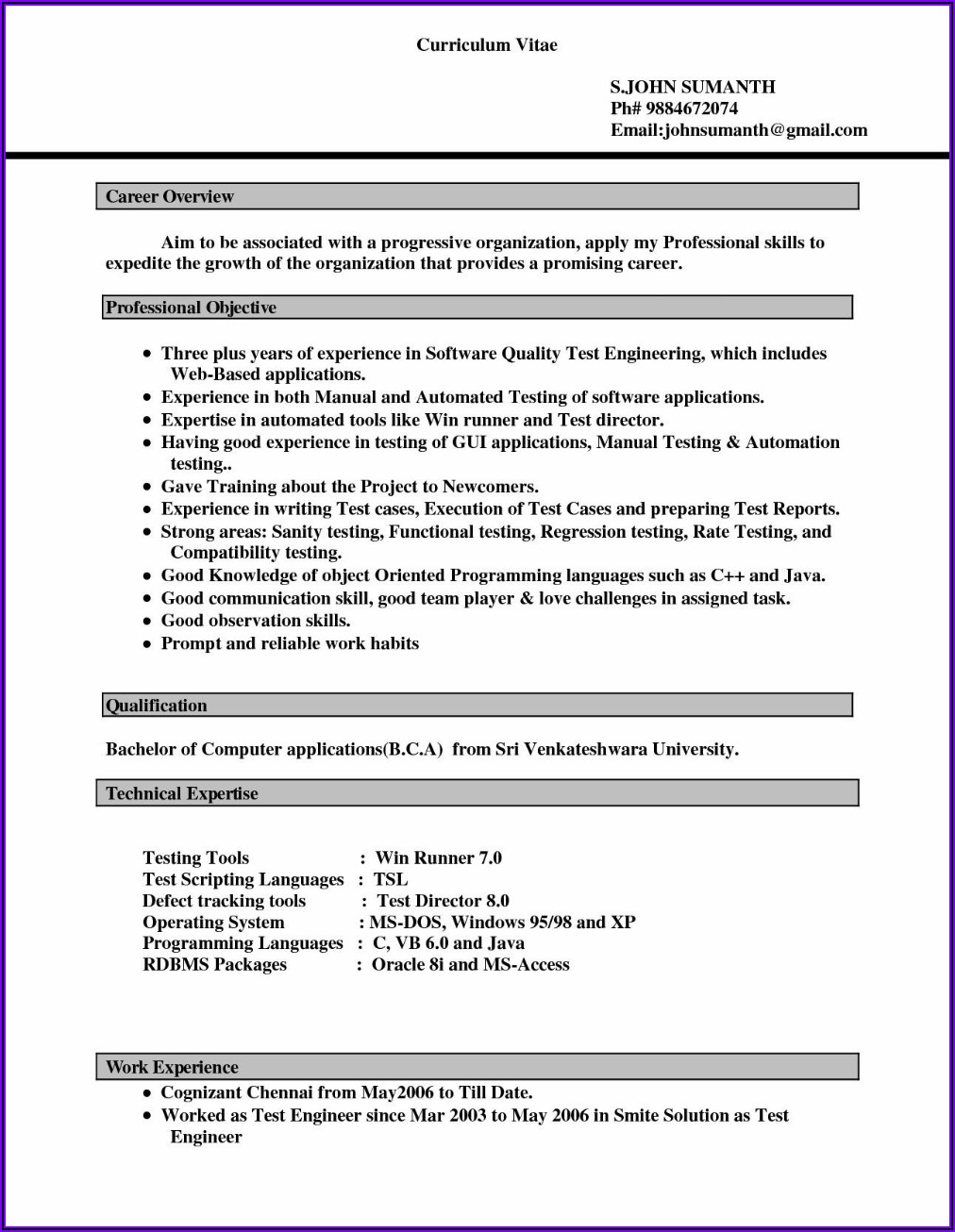 Word Document Simple Resume Format In Word Download