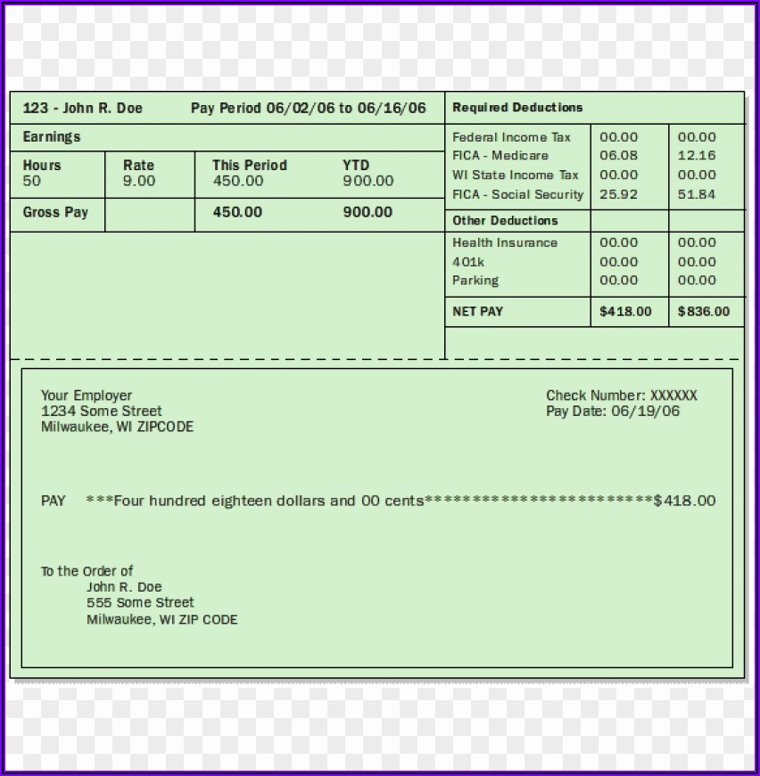 Word Paycheck Stub Template
