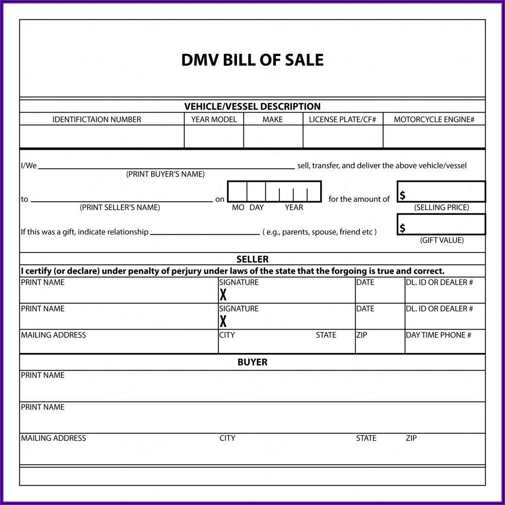 Word Template For Car Bill Of Sale