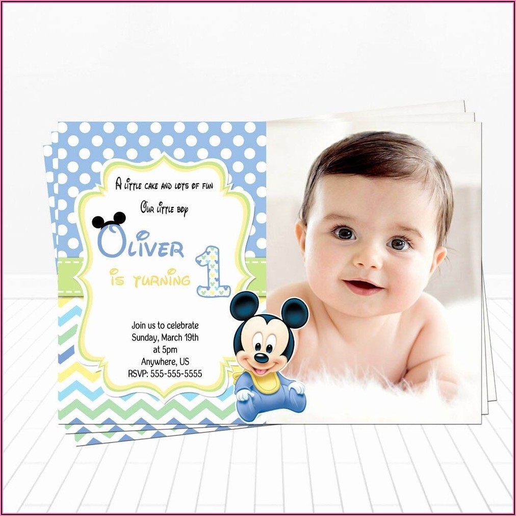 Baby Mickey Mouse 1st Birthday Invitations