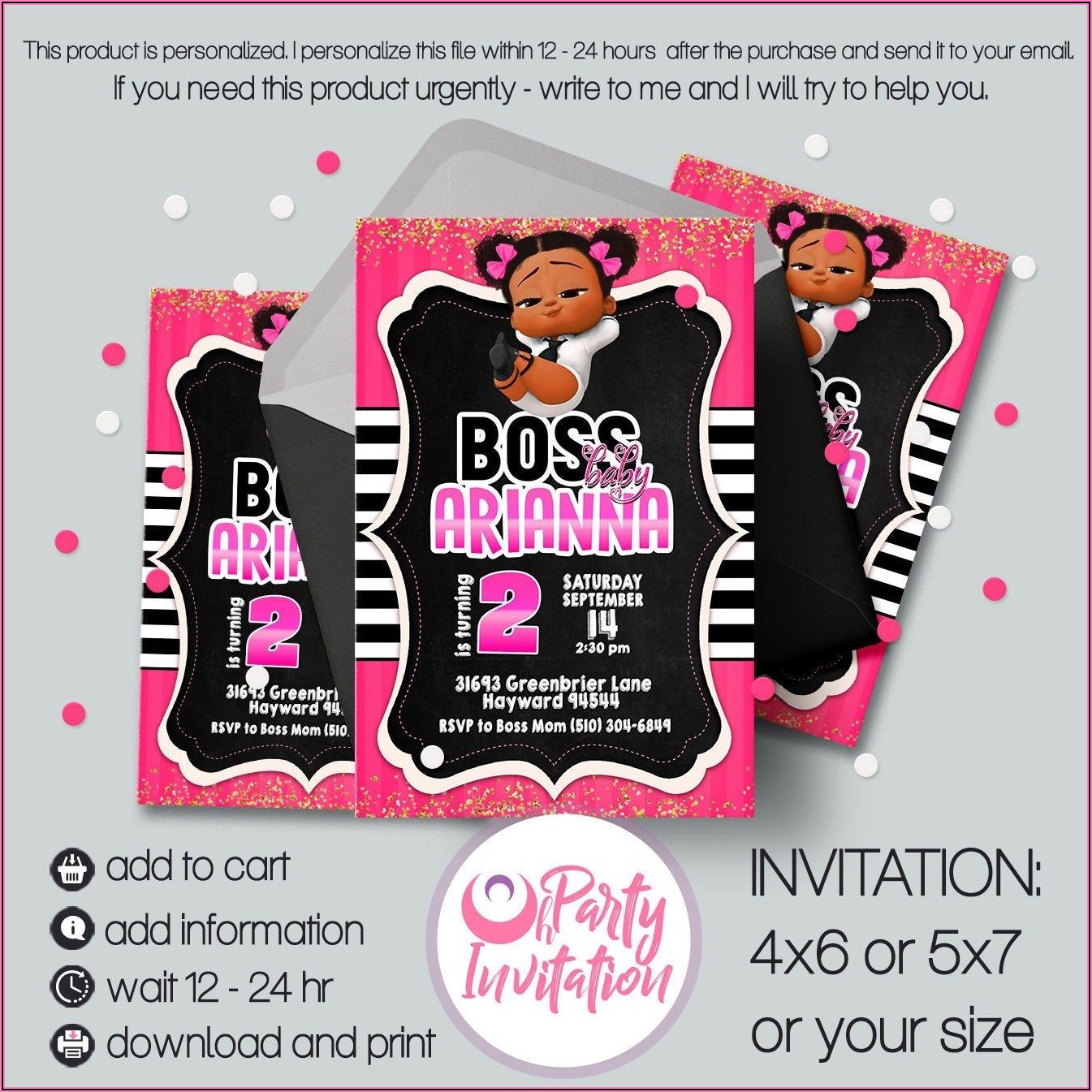 Boss Baby Girl Invitations