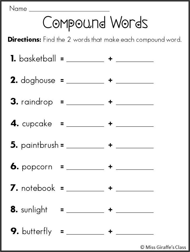 Compound Words Worksheets For Grade 3 Pdf