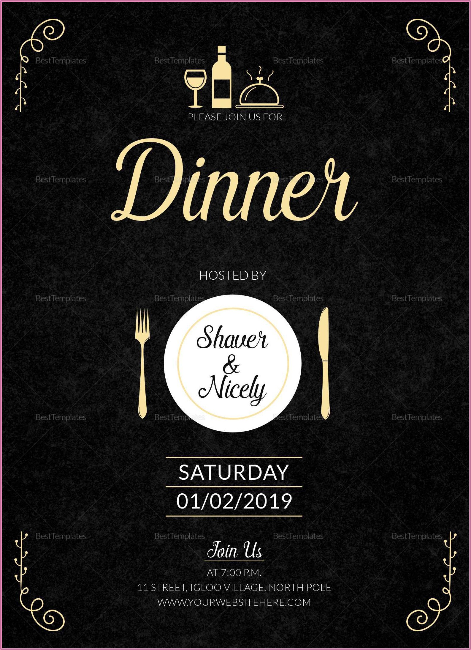 Dinner Invitation Card Template Free