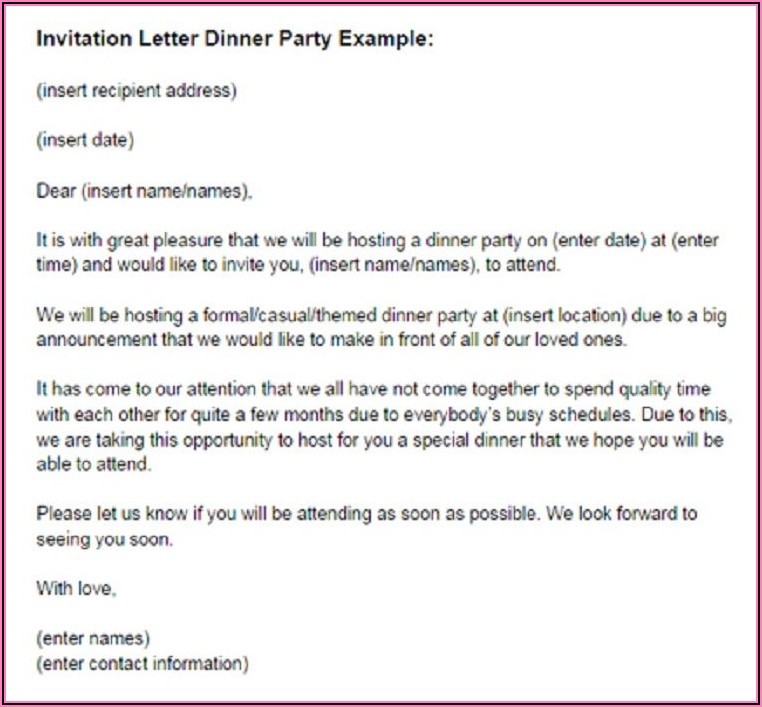 Dinner Invitation Email Samples