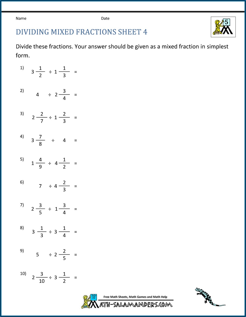 Dividing Rational Numbers Worksheet 7th Grade