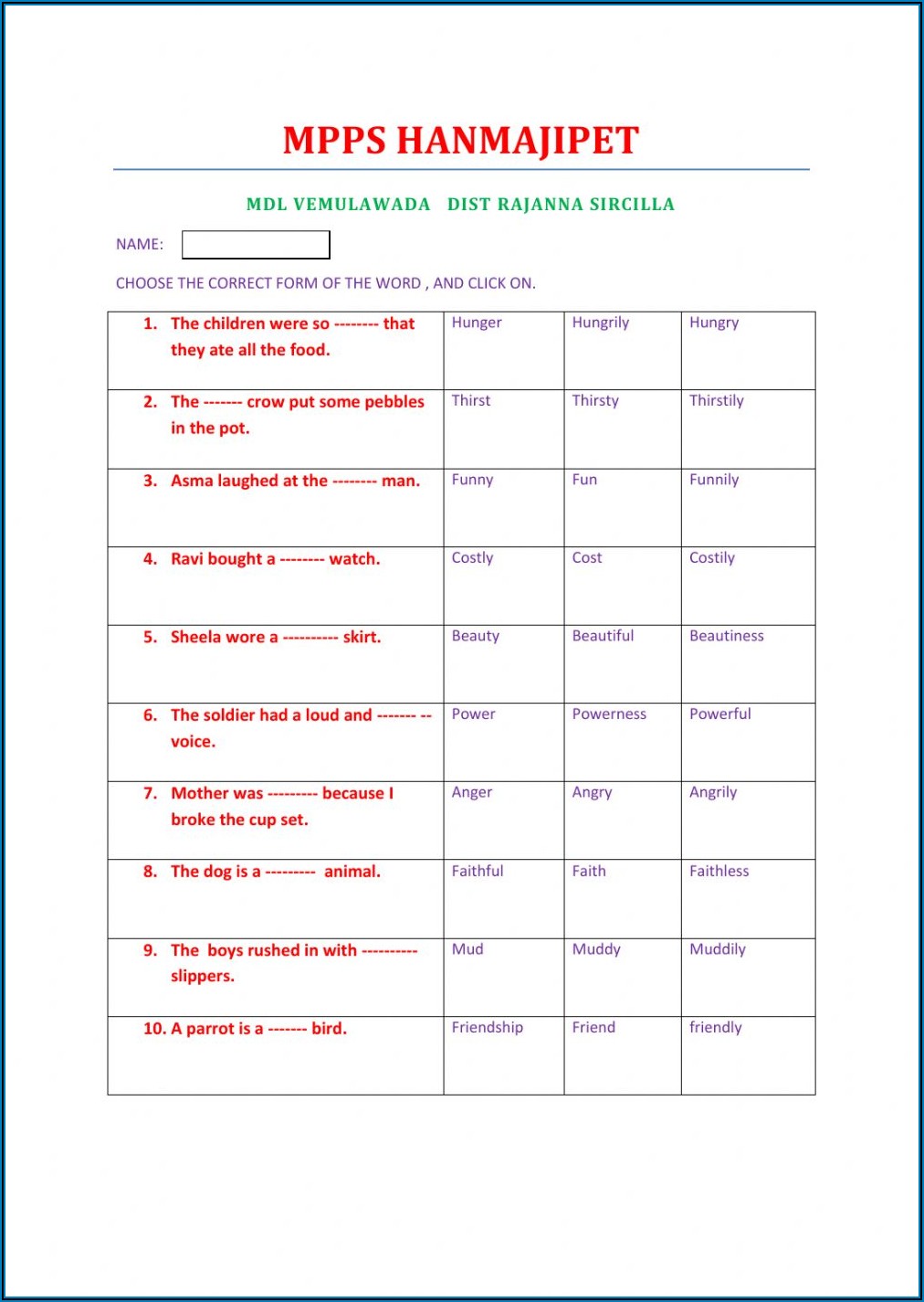 English Grammar Worksheet For Grade 5 Pdf