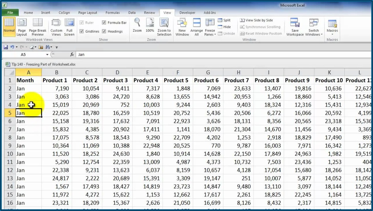 Excel Worksheet Has Numbers For Columns