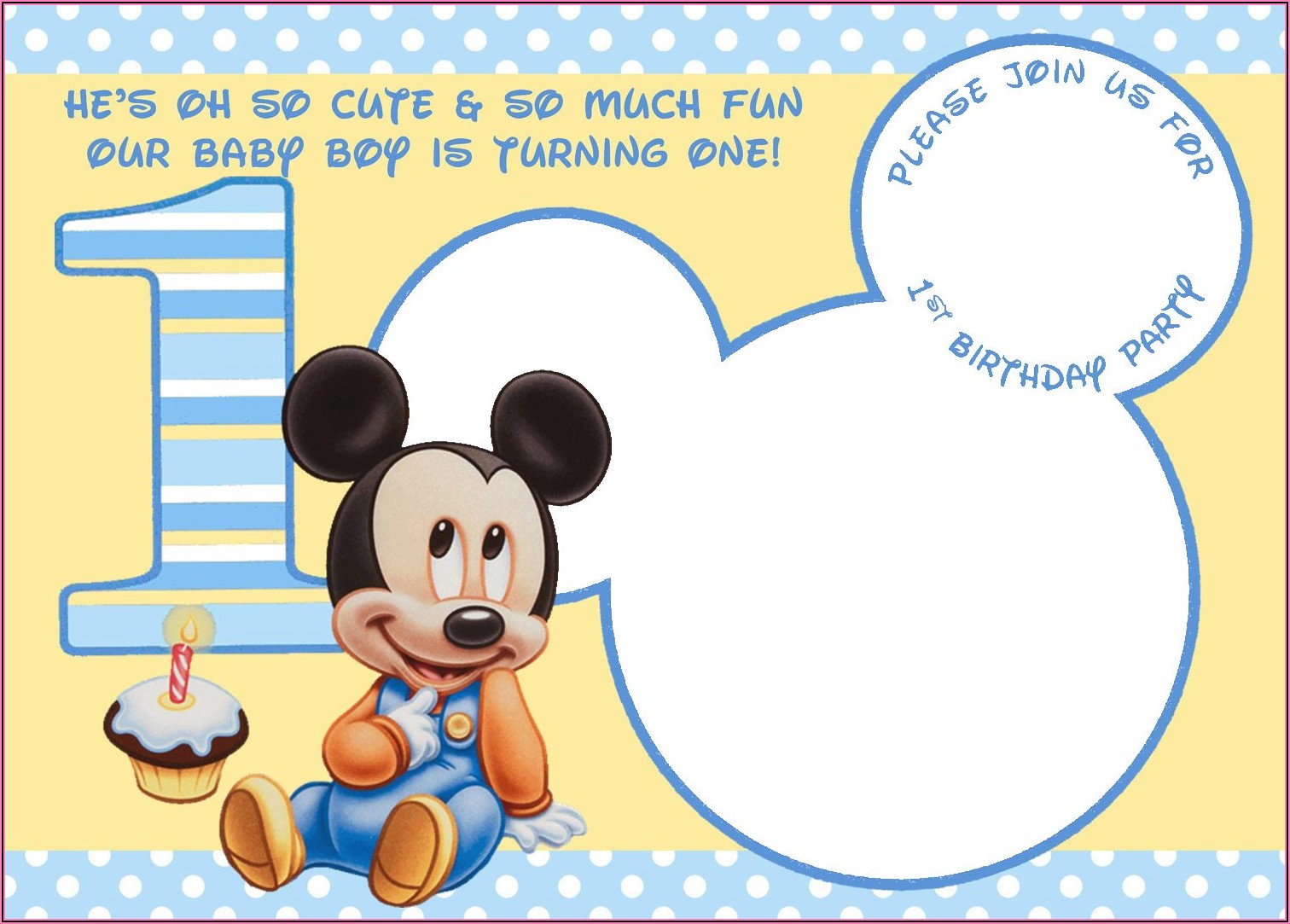 Free Editable Mickey Mouse 1st Birthday Invitations