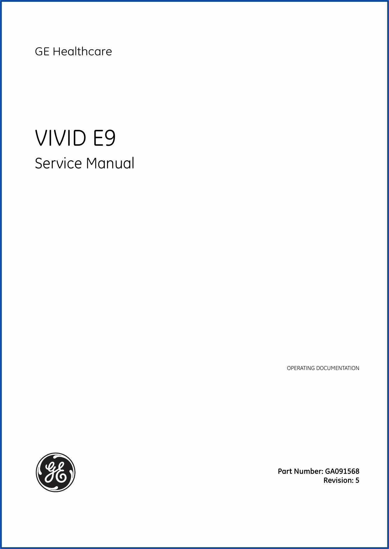 Ge Vivid E9 Service Manual
