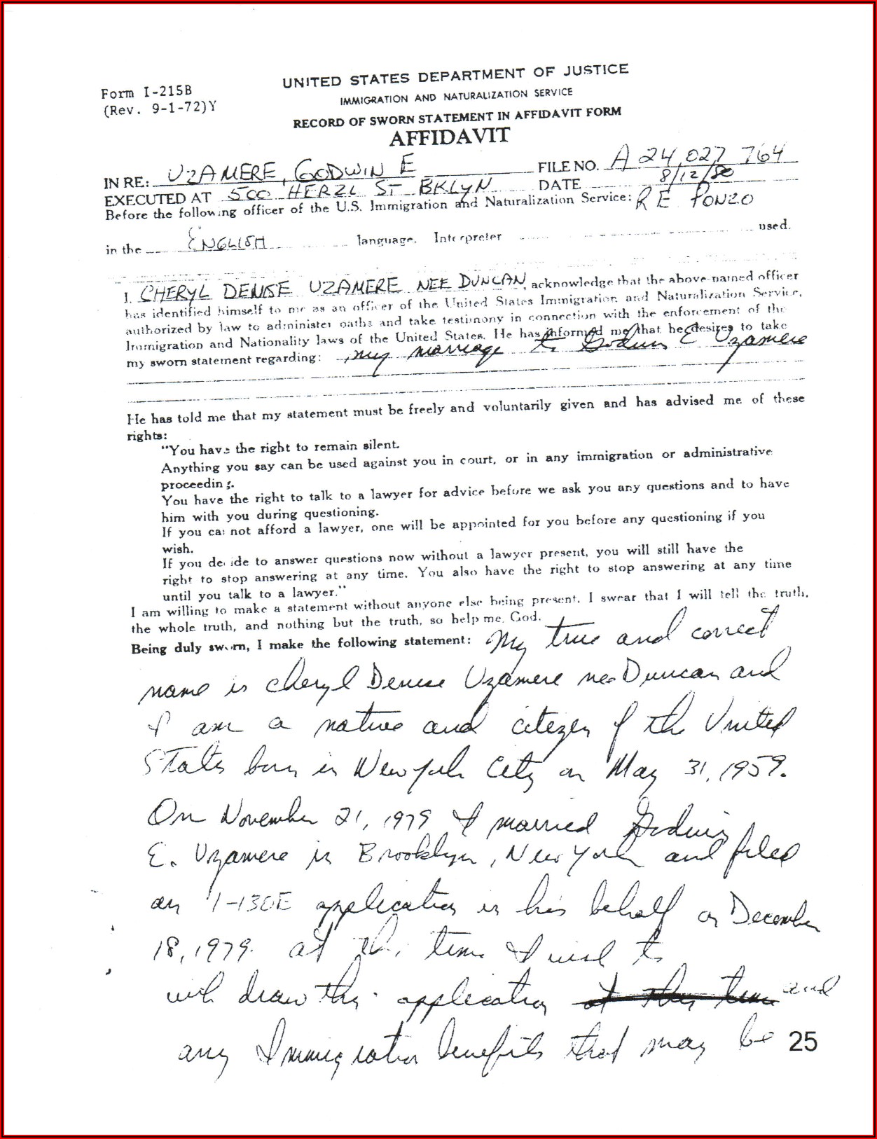 Good Faith Marriage Affidavit Letter Example