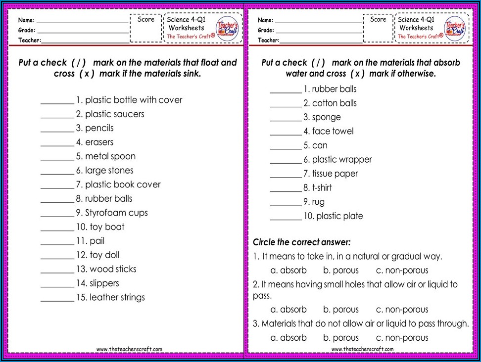 Grade 7 Science Worksheets Philippines