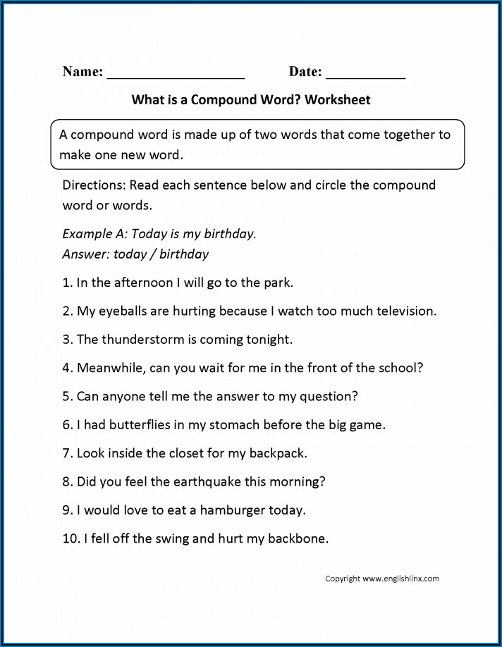 Hyphenated Compound Words Worksheets For Grade 3