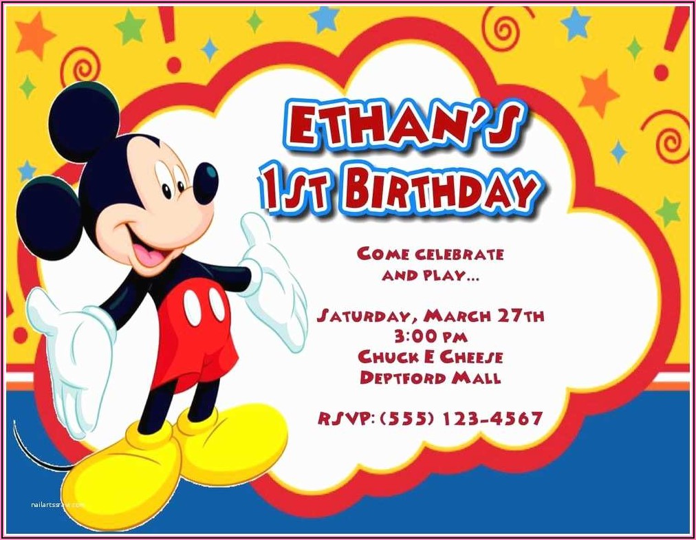 Mickey Mouse 1st Birthday Invitations Personalized