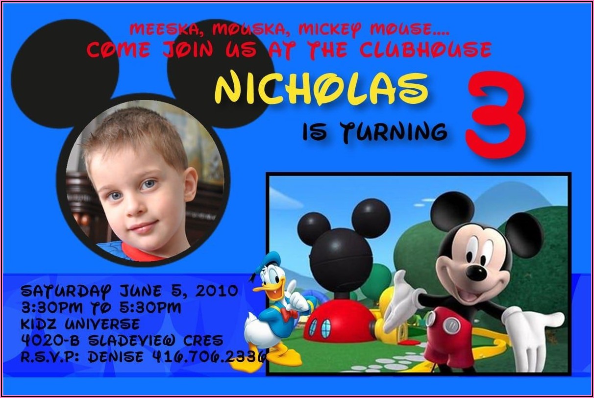 Mickey Mouse Clubhouse Free Invitation Template