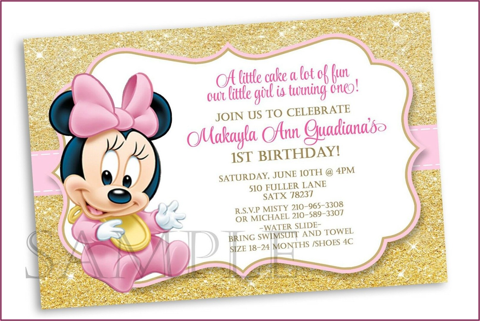 Minnie Mouse 1st Birthday Personalized Invitations
