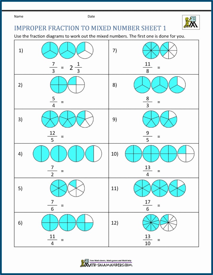 Mixed Numbers To Improper Fractions Worksheet With Answers