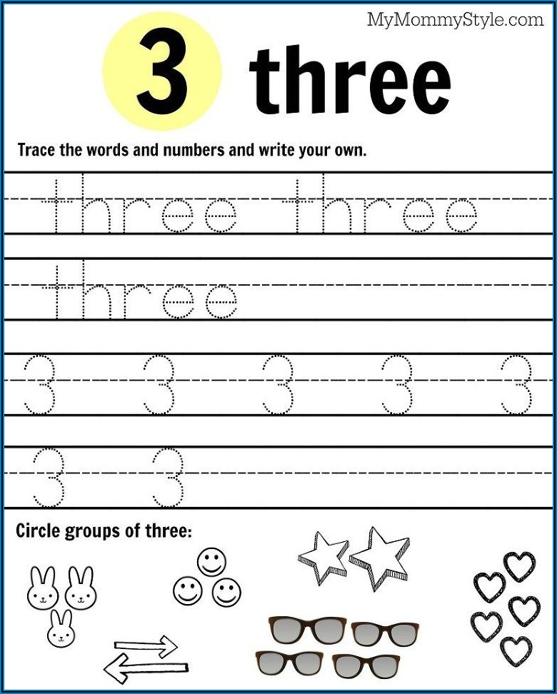 Number 3 Worksheet Kindergarten