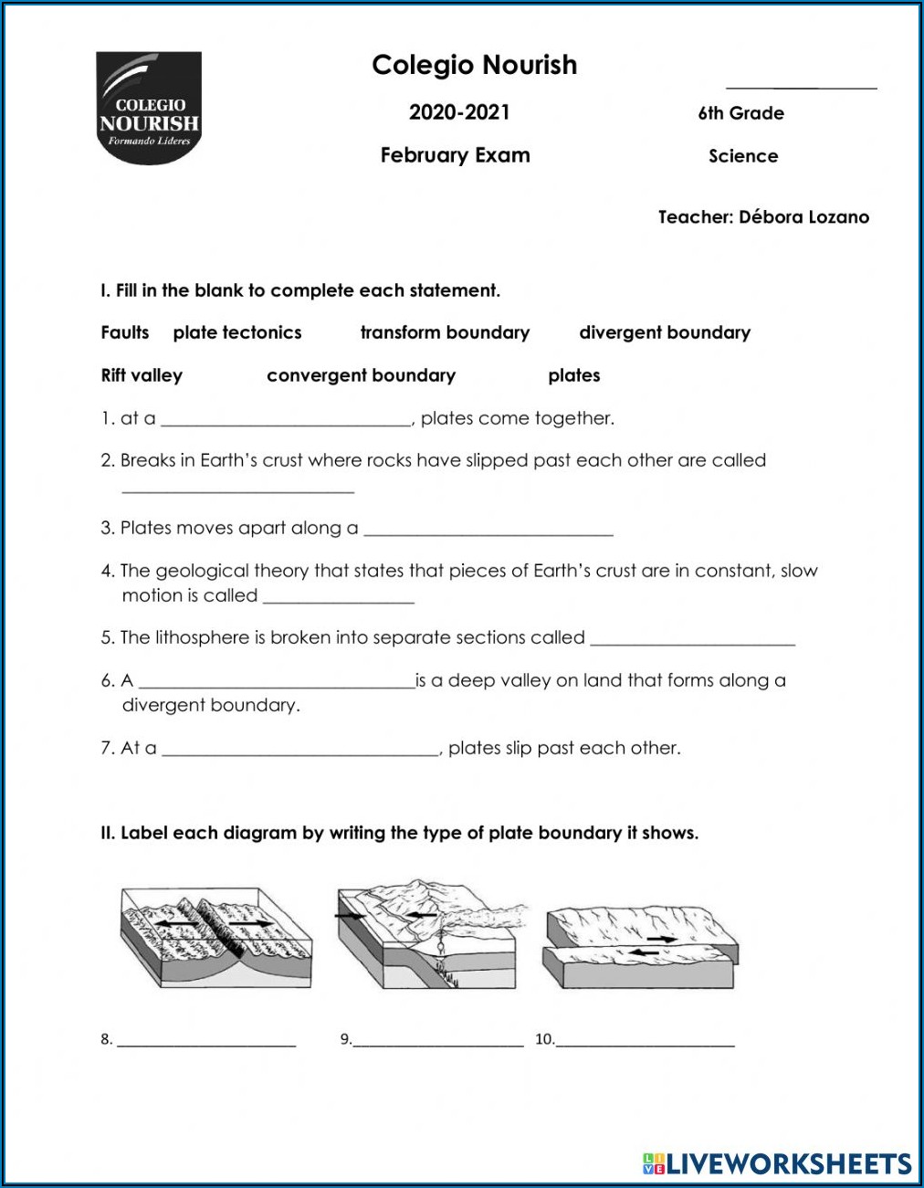 Plate Tectonics Worksheets For 6th Grade