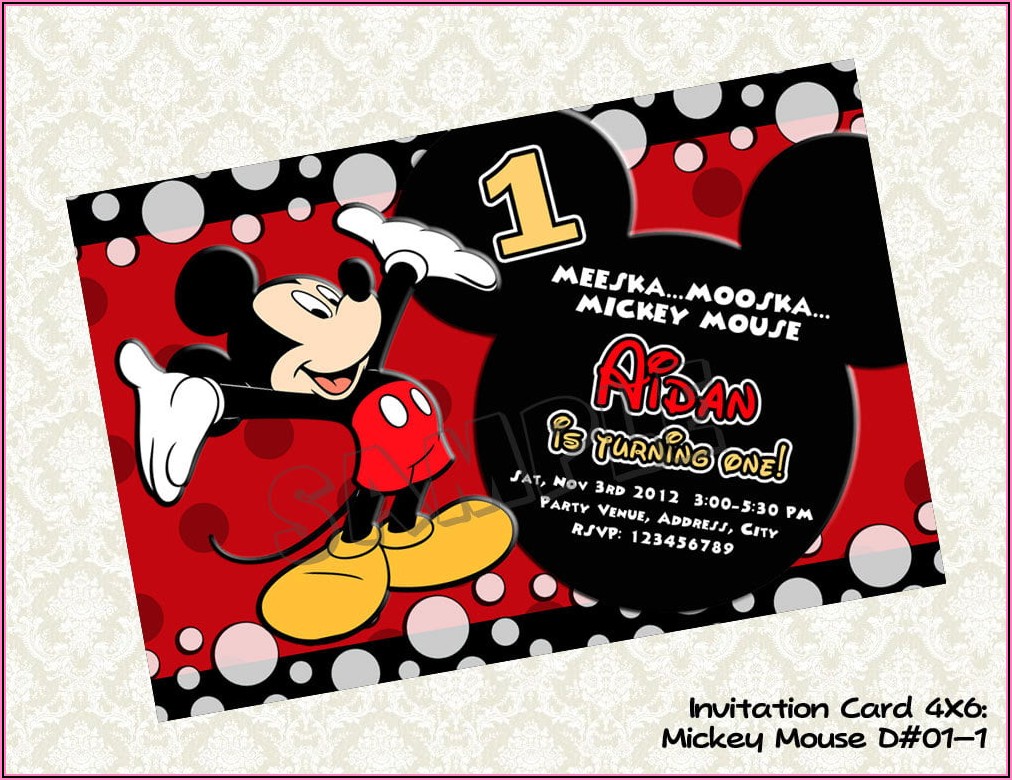 Printable Mickey Mouse 1st Birthday Invitations