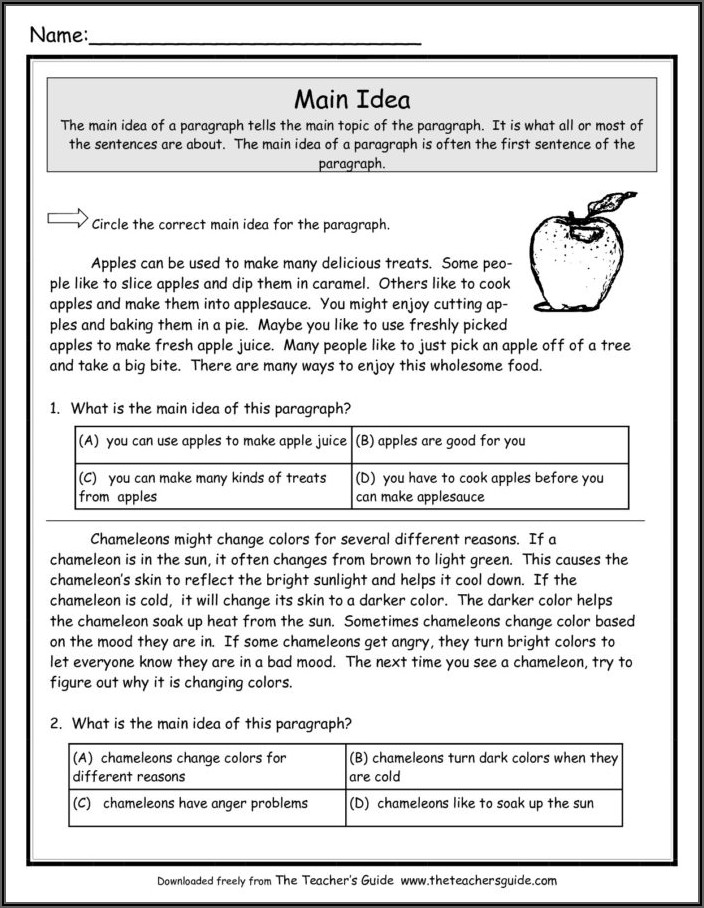 2nd Grade Main Idea And Details Worksheets