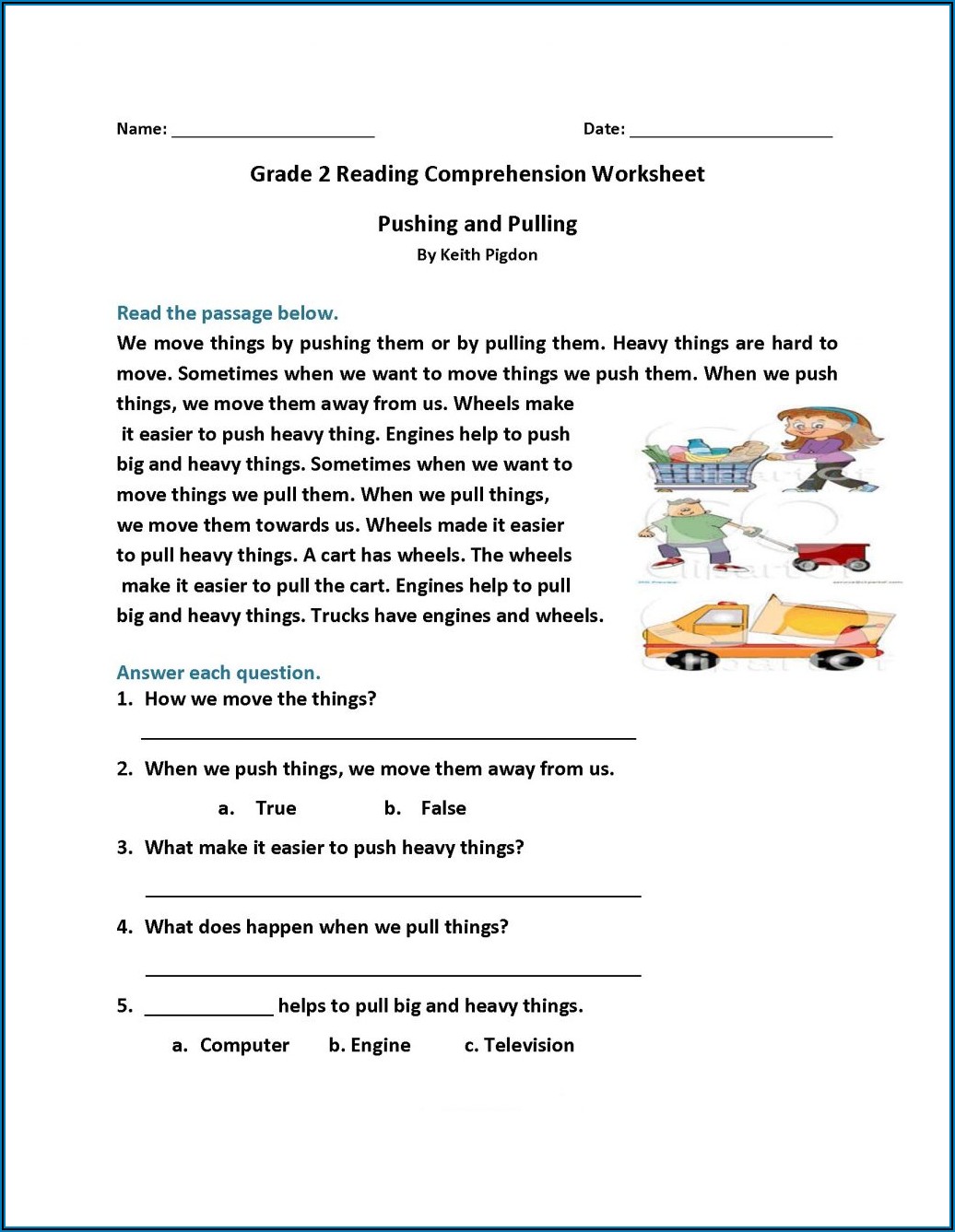 2nd Grade Reading Packet Worksheets