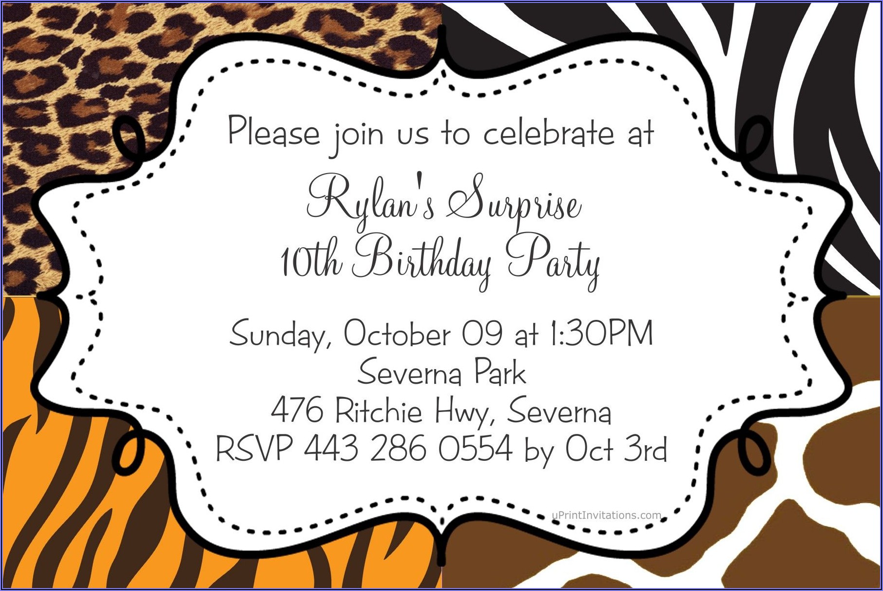 Animal Print Birthday Invitations