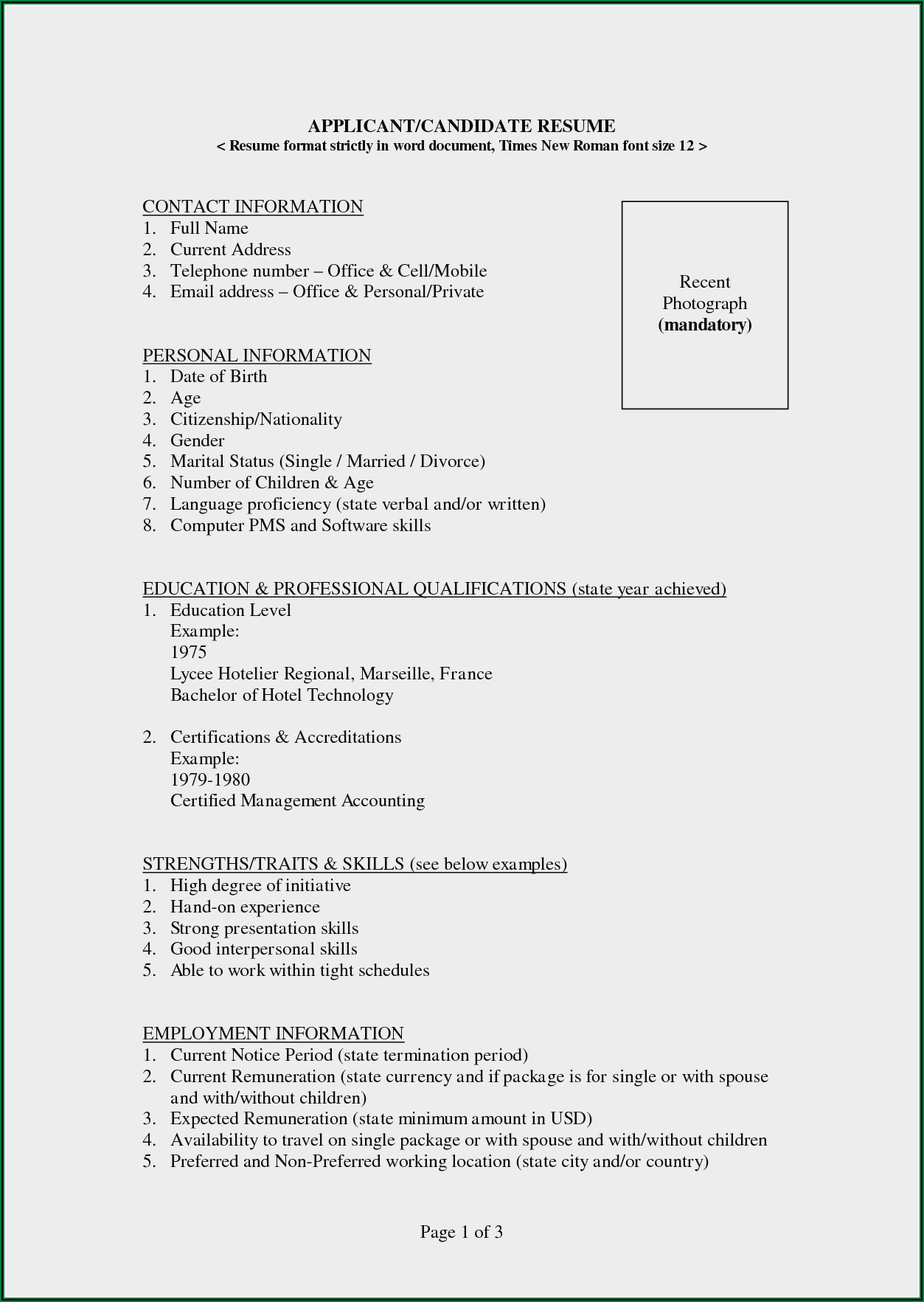 Best Resume Format Doc File Download