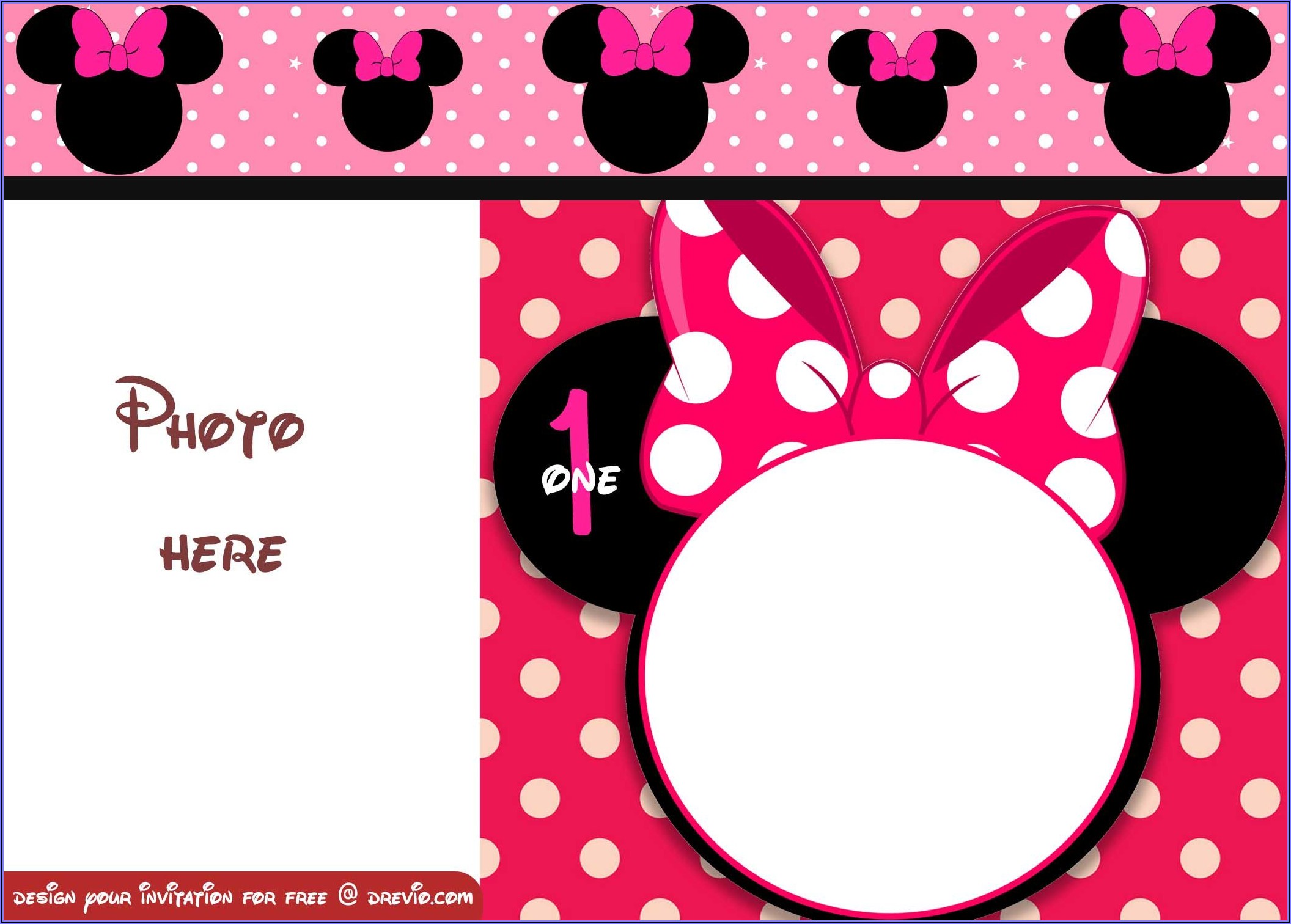 Blank Editable Minnie Mouse Invitation Template
