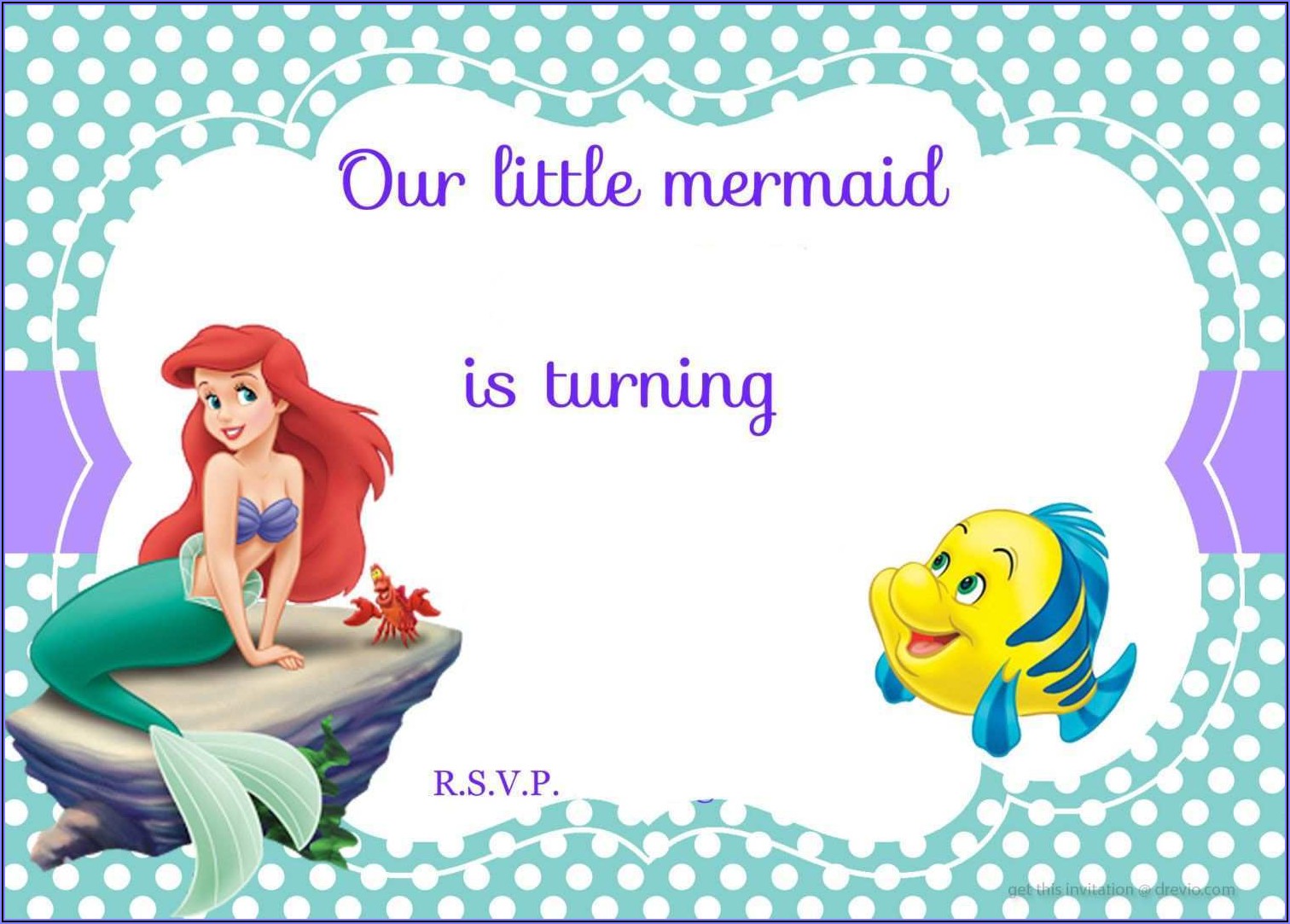 Blank Little Mermaid Invitation Template