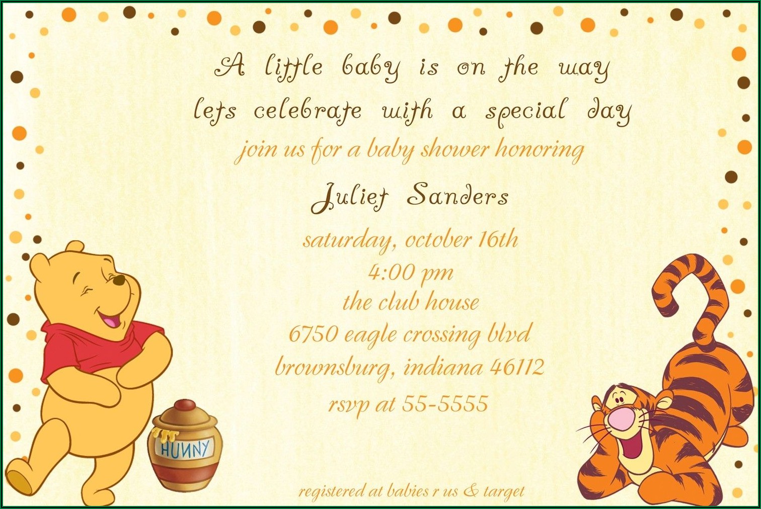 Classic Winnie The Pooh Baby Shower Invitation Templates