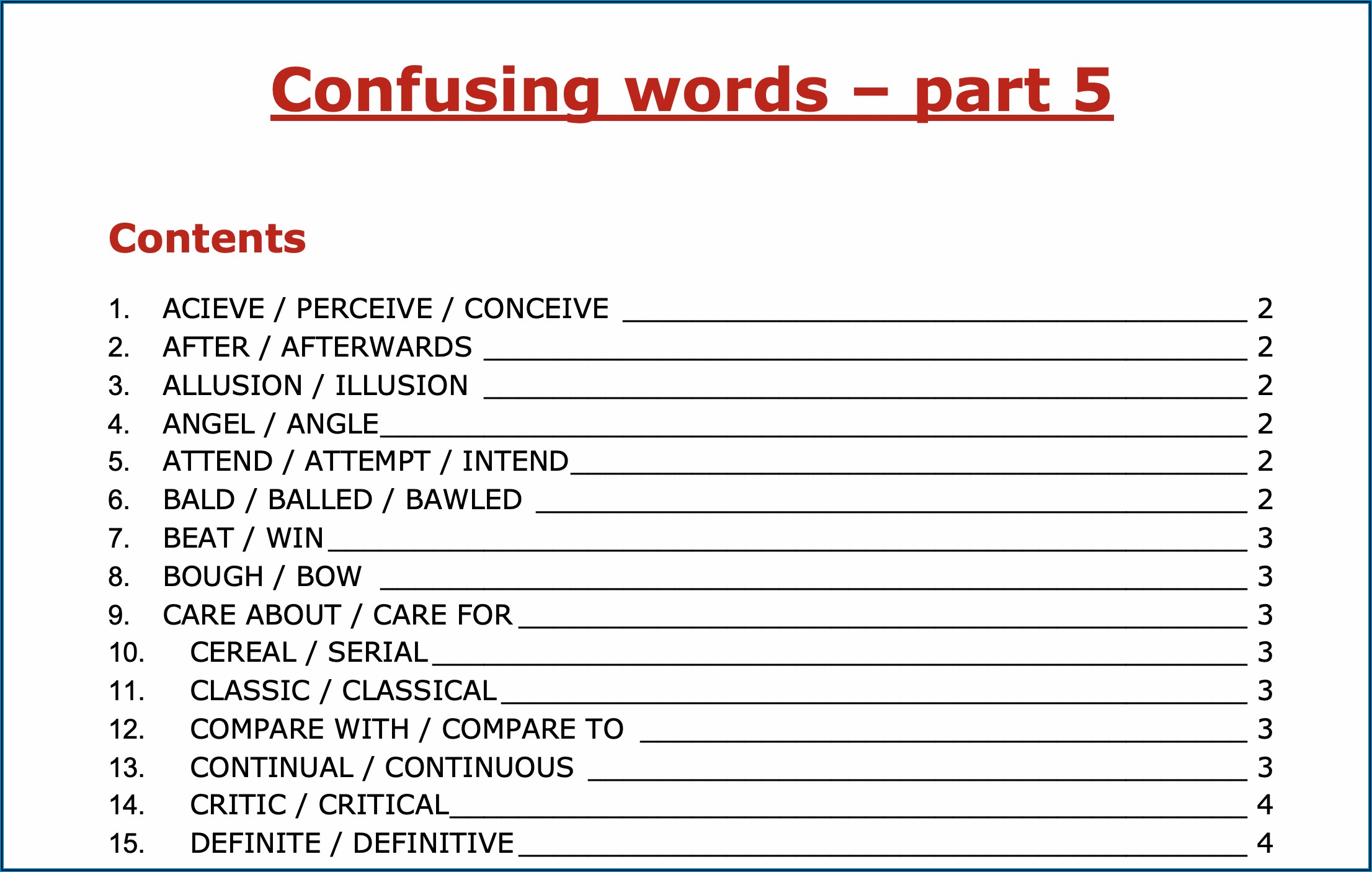 Commonly Confused Words Worksheet High School Pdf