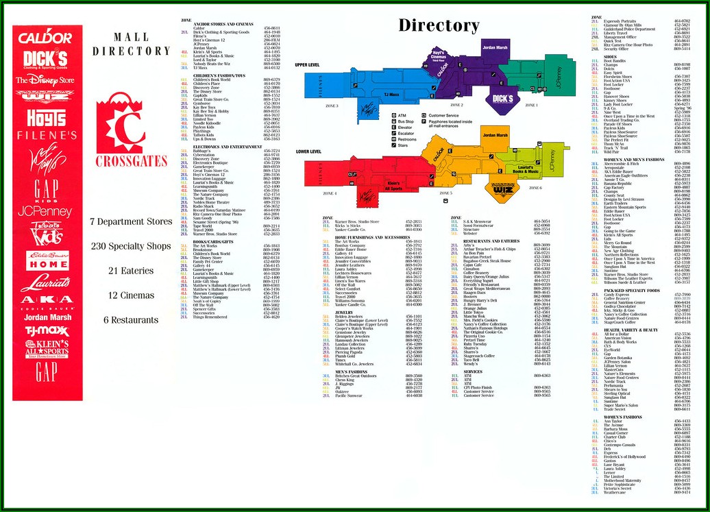 Crossgates Mall Albany Stores Map
