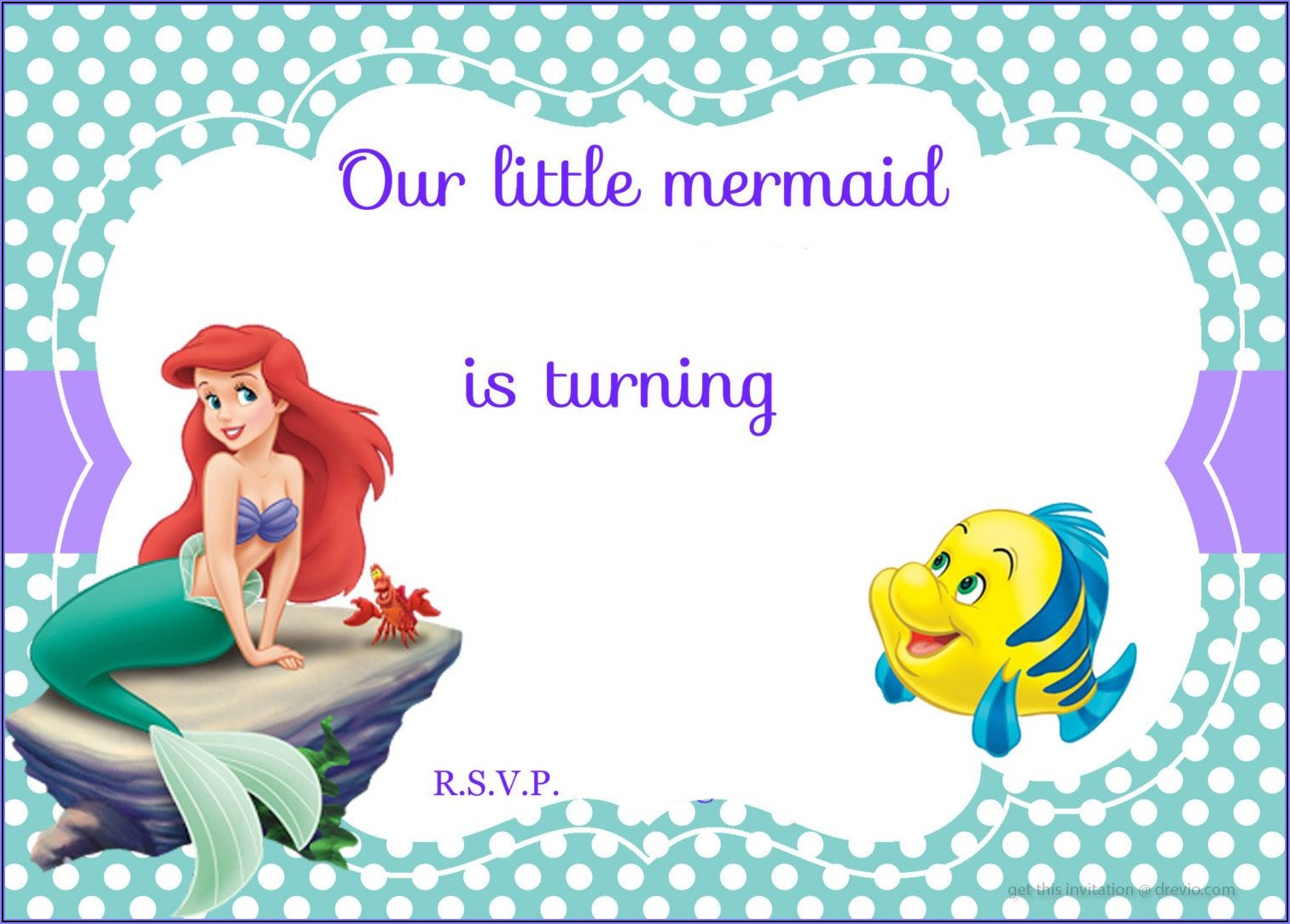 Downloadable Little Mermaid Invitation Template